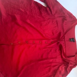 Red button up blouse